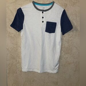 Old Navy White and Navy Boys Henley Shirt